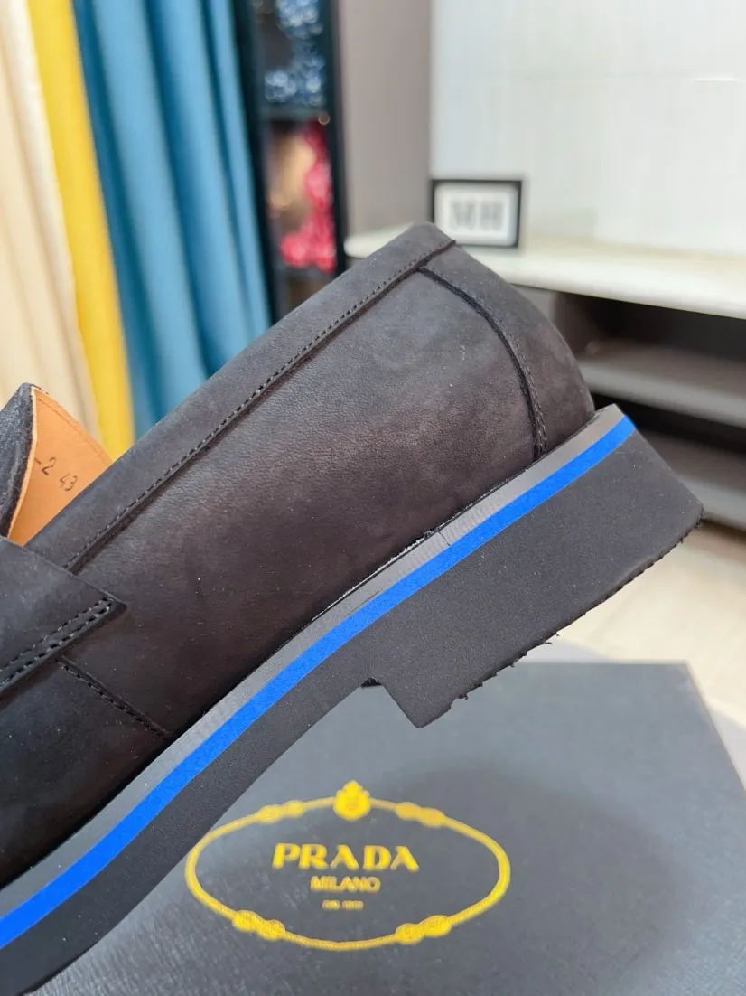 Men's shoes 💰540🌹🌹【PRADA Leather Shoes】Top purchasing agency Original imported Italian custom-made open-edge beaded cowhide leather surface, fully imported water-dyed breathable cowhide lining, original factory special molded sole super comfortable, size: 38-44